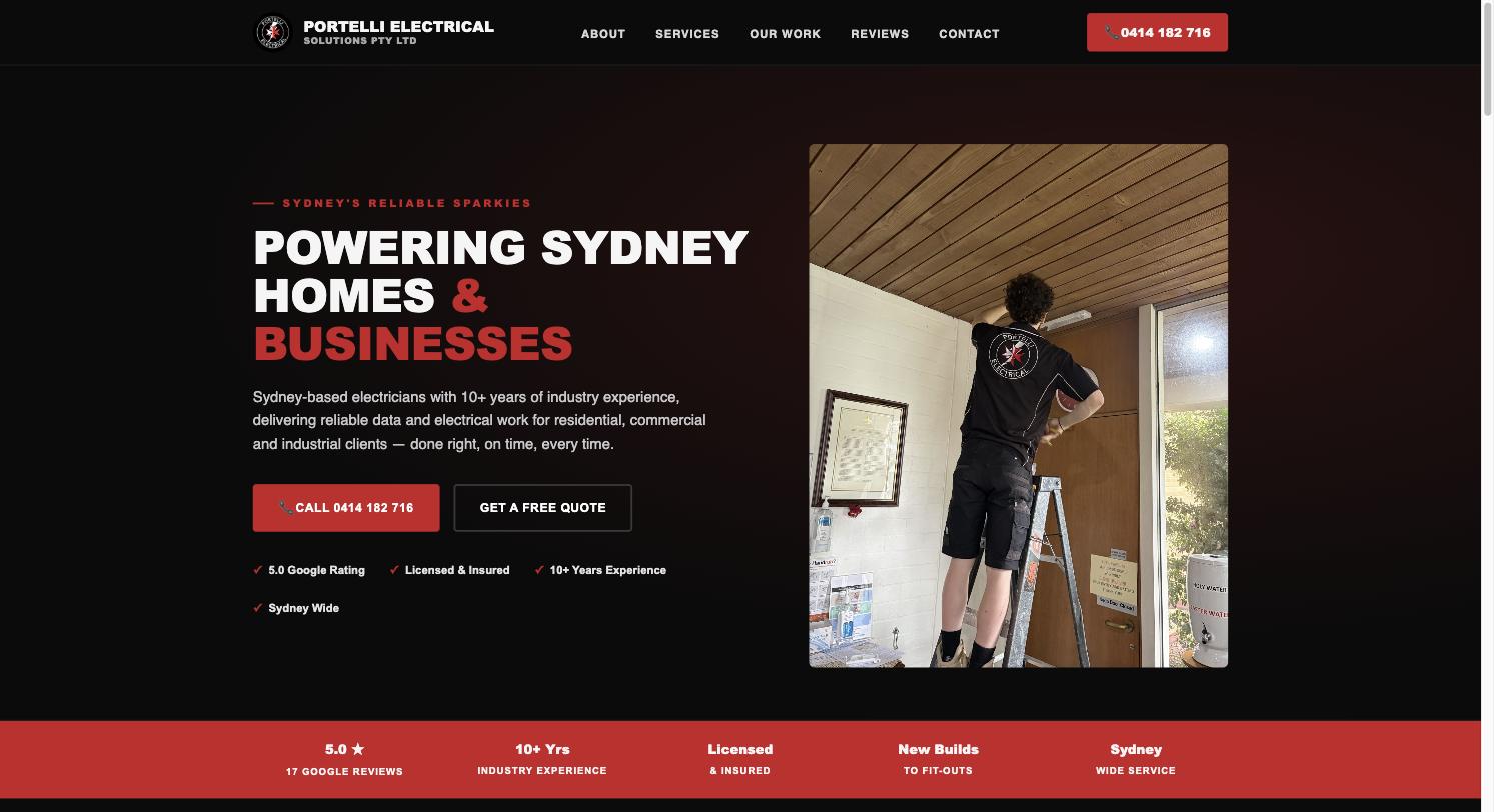 Portelli Electrical Solutions homepage
