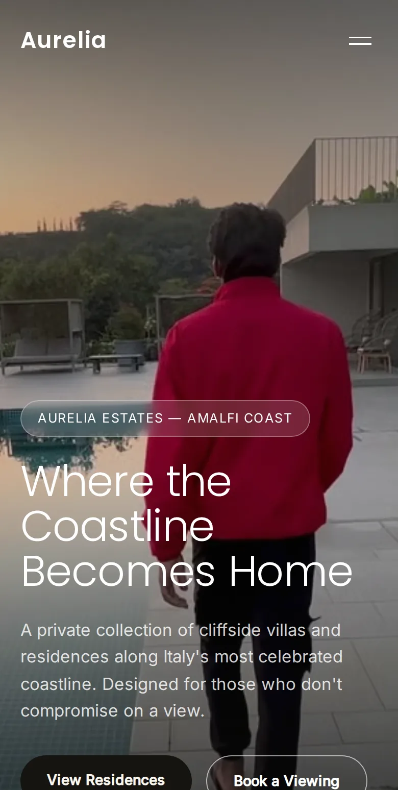 The Aurelia Estates site on a phone