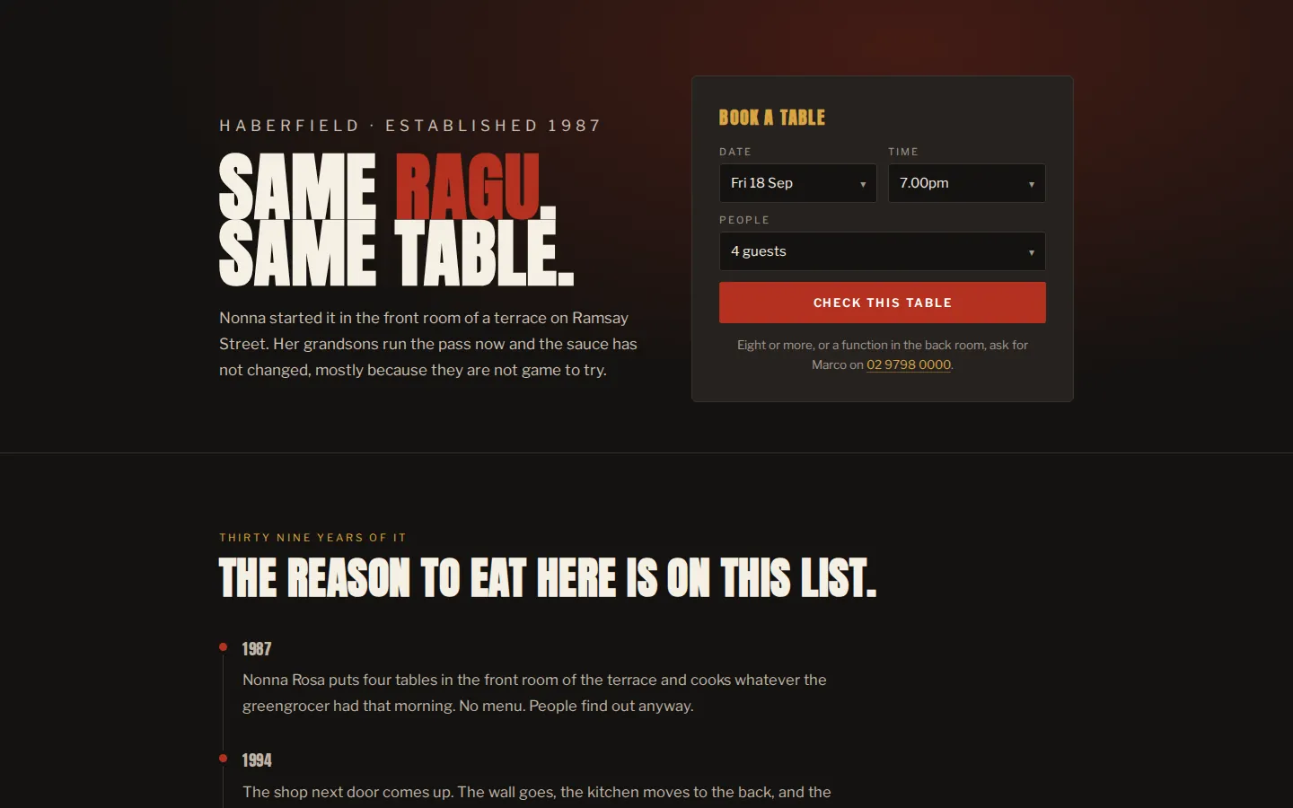The Nonna's Table website