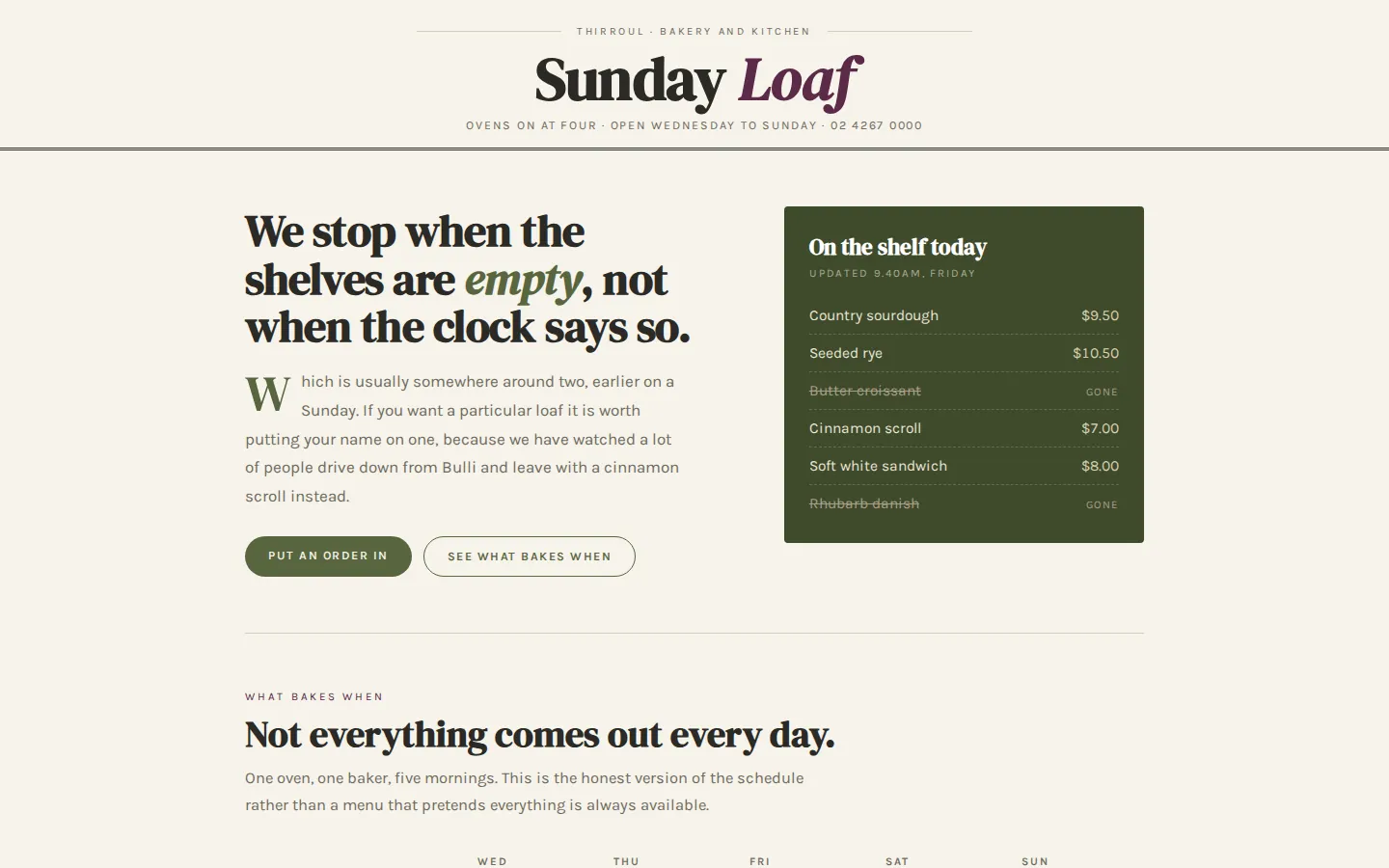 The Sunday Loaf website