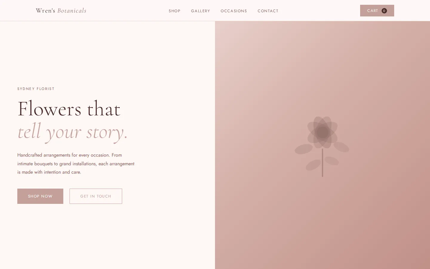 The Wren and Petal website
